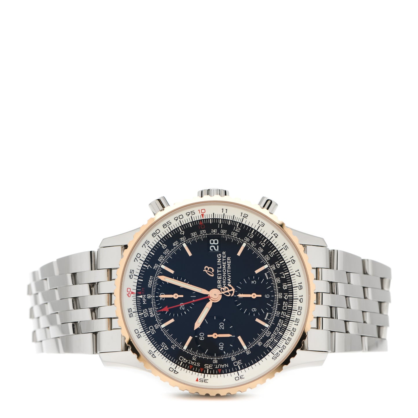 Stainless Steel 18K Rose Gold 41mm Navitimer Chronograph Automatic Watch Black U13324