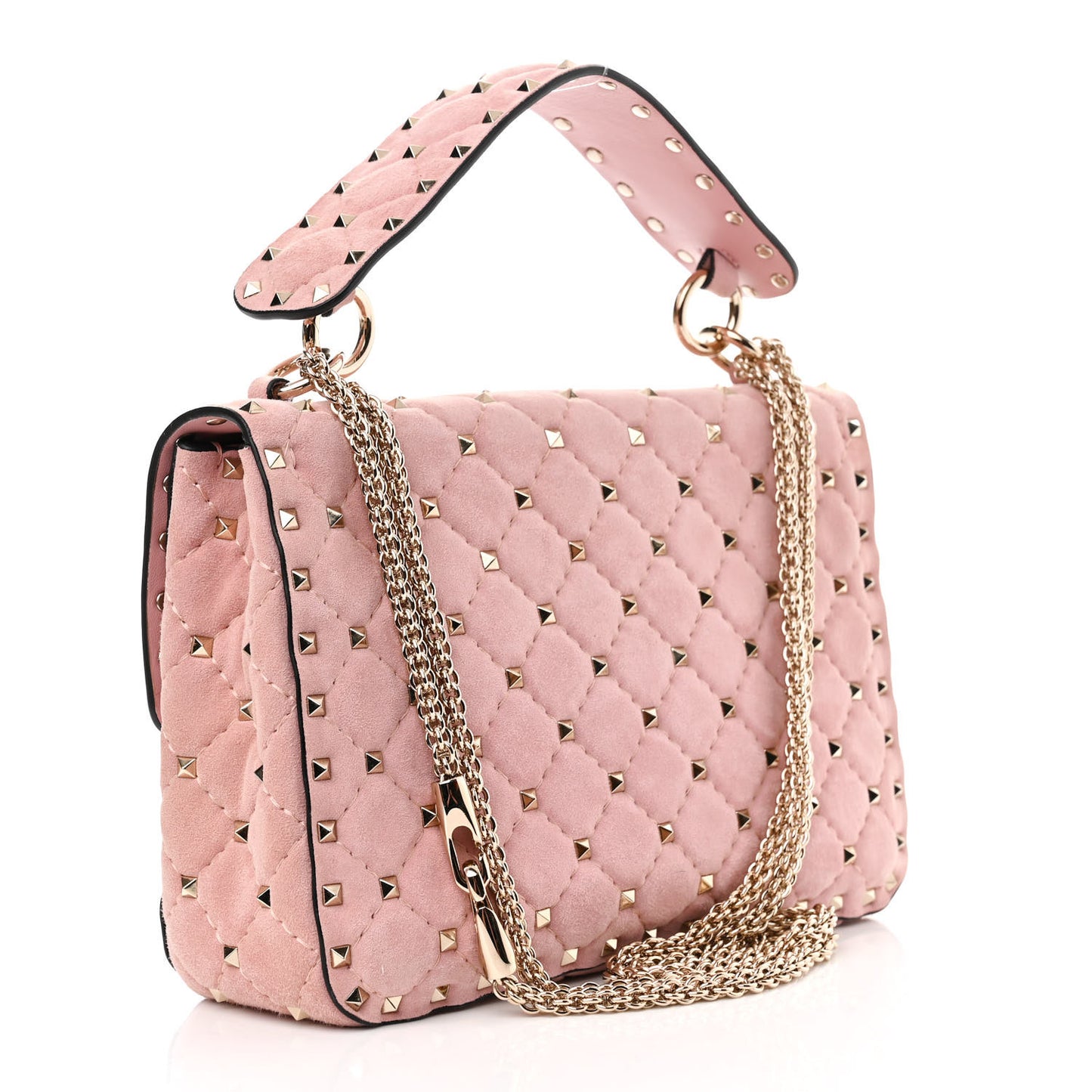 Suede Medium Rockstud Spike Shoulder Bag Loto