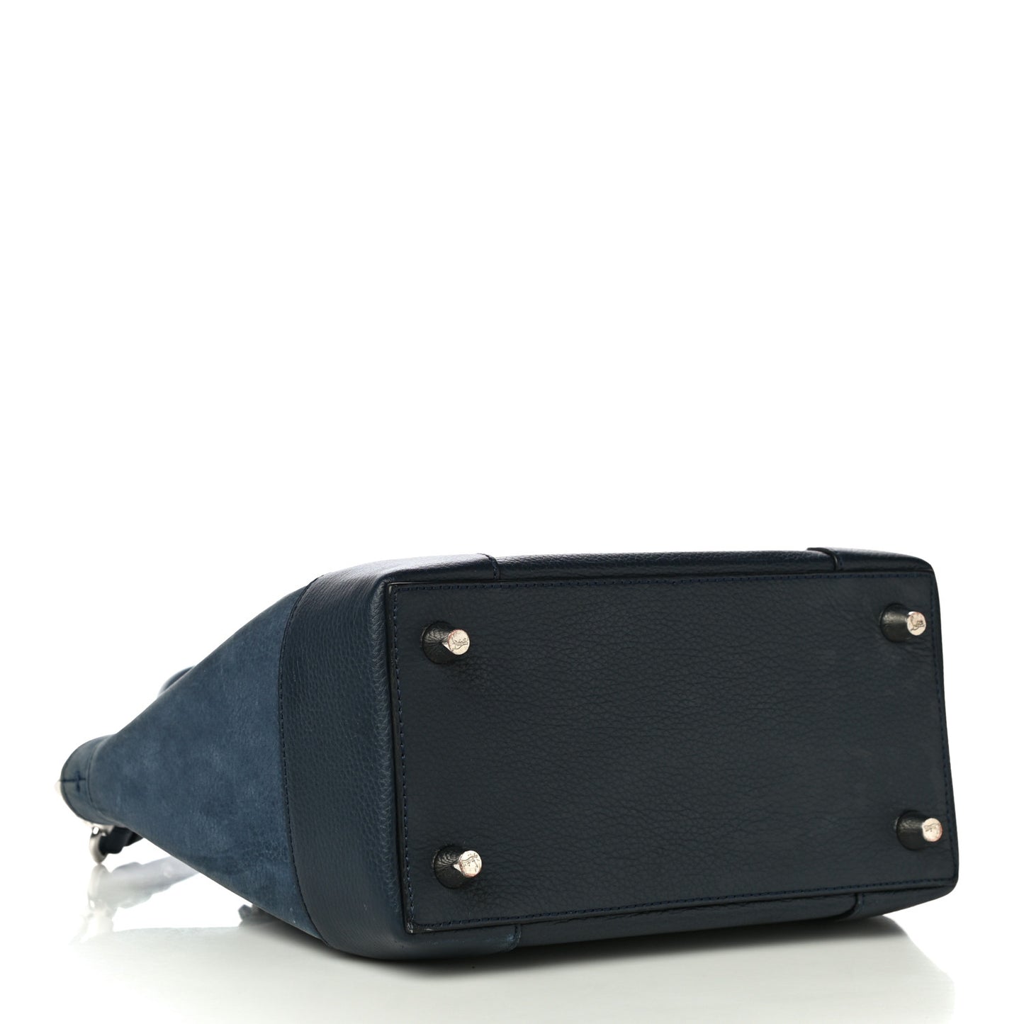 Suede Grained Calfskin Studded Small Eloise Tote Navy Blue