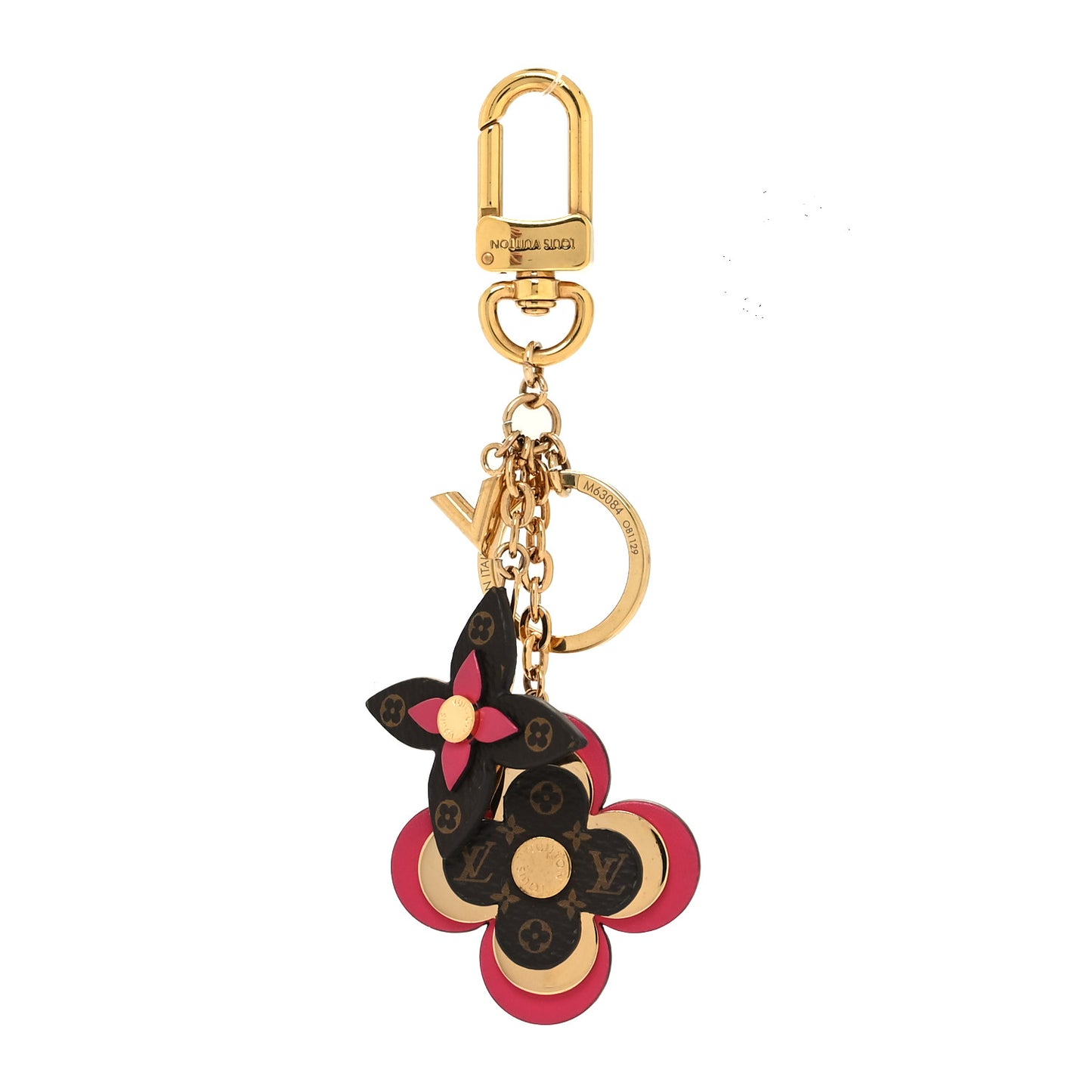 Monogram Blooming Flowers Bag Charm Key Holder Brown