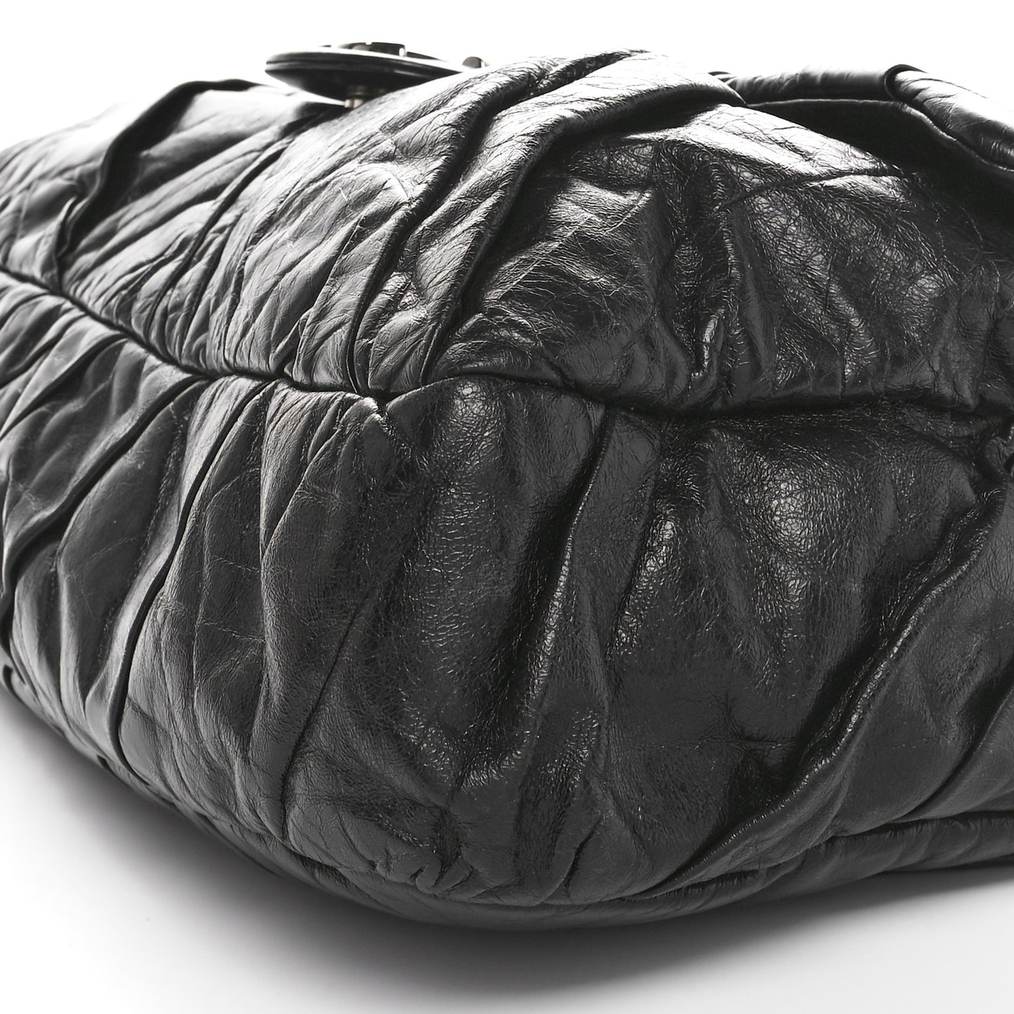Glazed Calfskin Twisted Maxi Flap Black