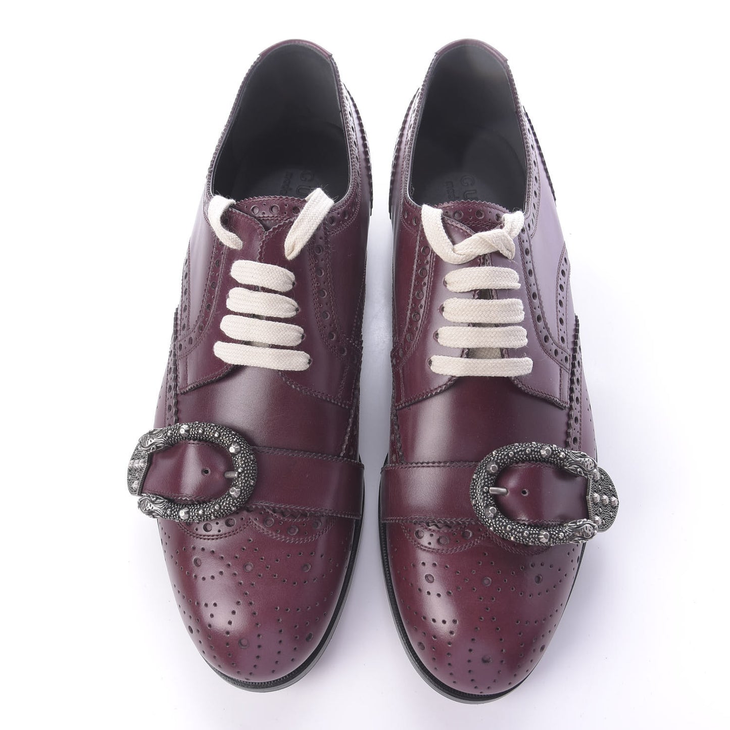 Calfskin Bee Embroidered Mens Queercore Brogue Derby Shoes 9.5 Bordeaux