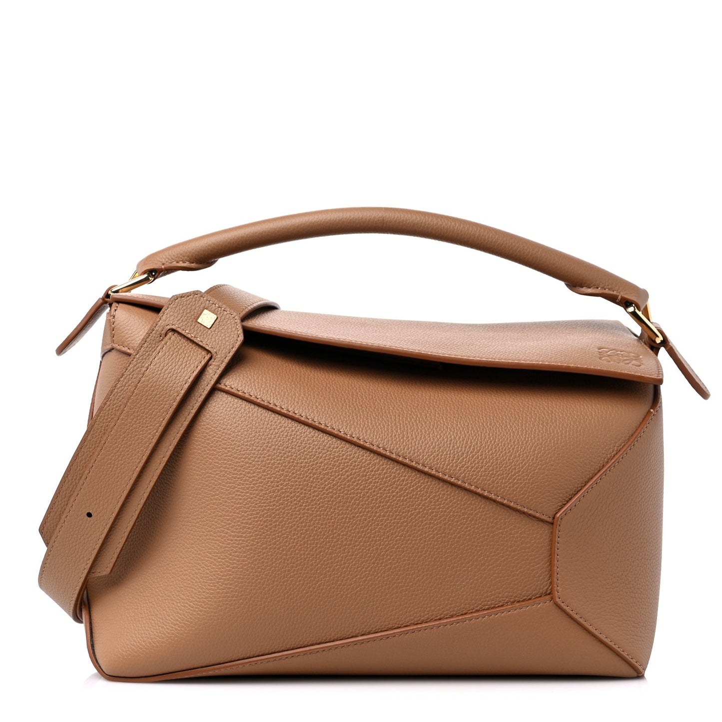 Calfskin Medium Puzzle Edge Bag Toffee
