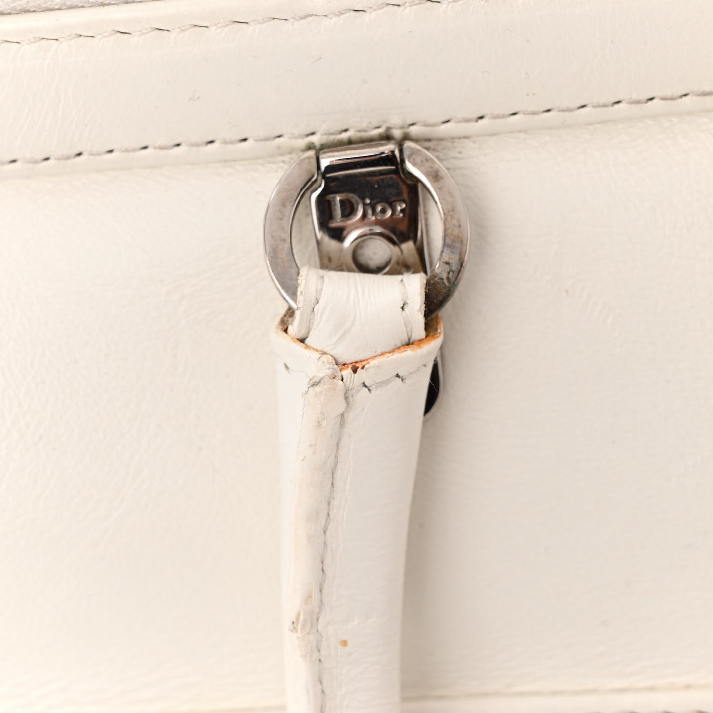Calfskin Buckle Frame Satchel White