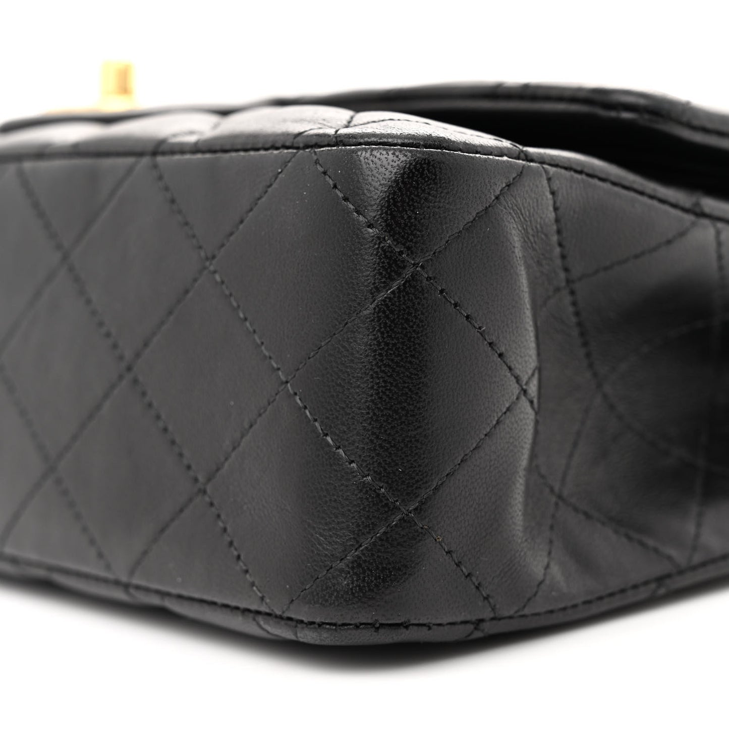 Lambskin Quilted Medium Double Flap Black