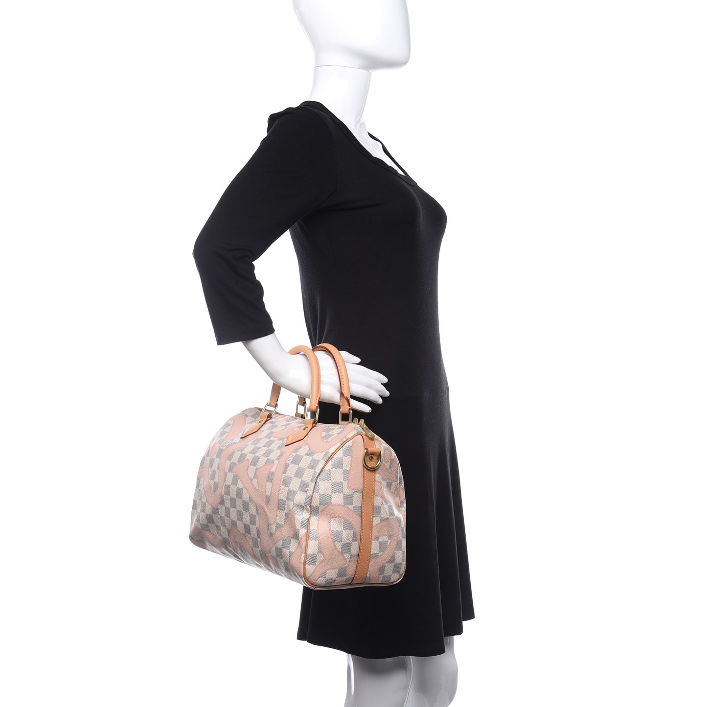 Damier Azur Tahitienne Speedy Bandouliere 30 Rose Ballerine