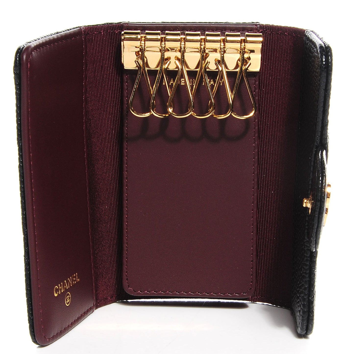 Caviar Quilted 6 Key Holder Black