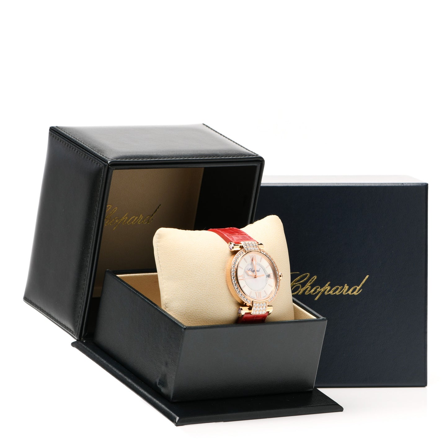18K Rose Gold Alligator Diamond Bezel Mother of Pearl 36mm Imperiale Quartz Watch
