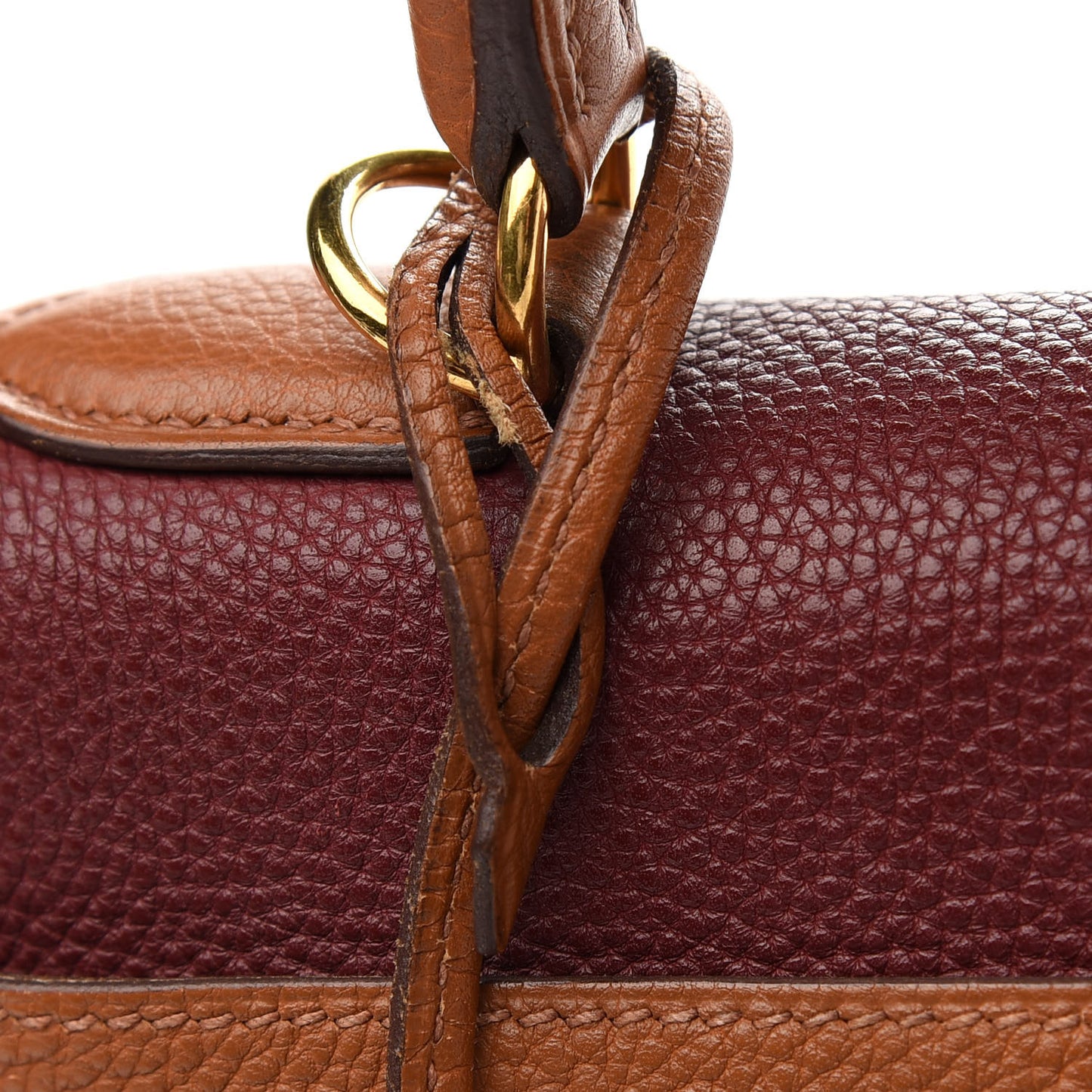Togo Tri-Color Kelly Retourne 32 Rouge H Cannelle Havane