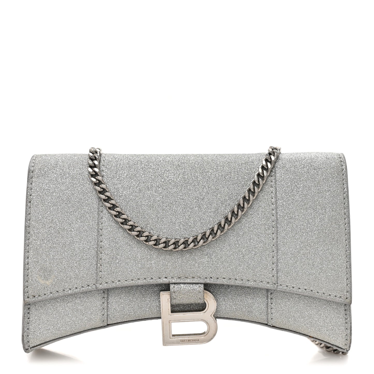 Sparkling Fabric XS Hourglass Wallet On Chain Silver