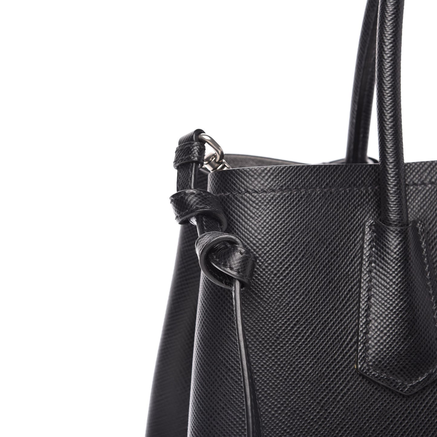 Saffiano Cuir Small Double Bag Black Chrome