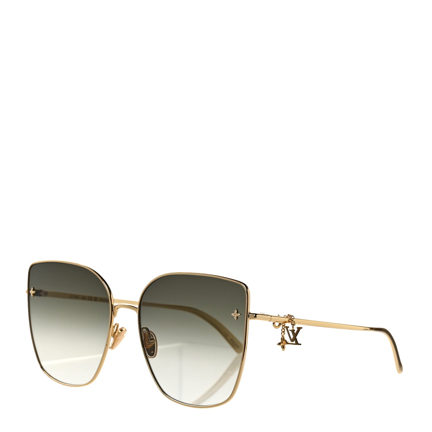 Louis Vuitton Metal LV Charm Cat Eye Sunglasses Z1720U Gold 