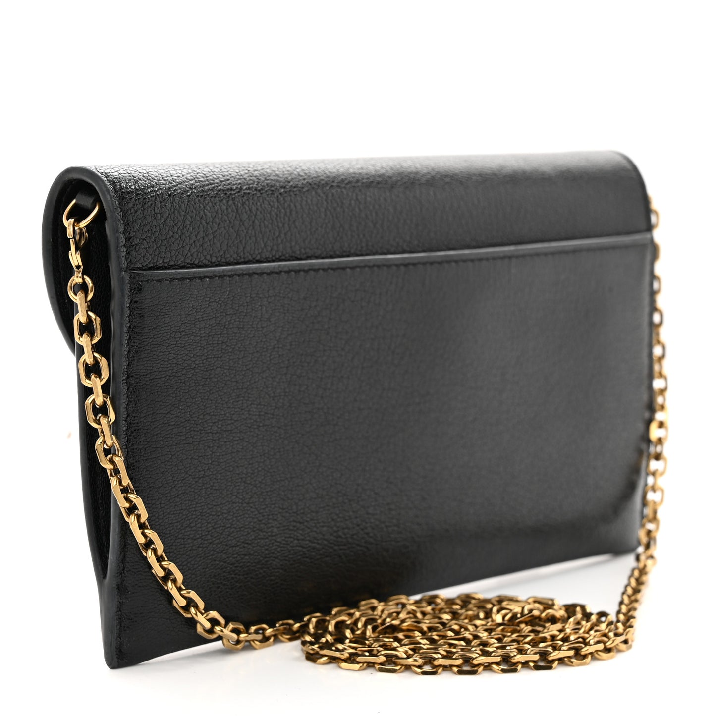 Goatskin Saddle Long Wallet With Chain Black