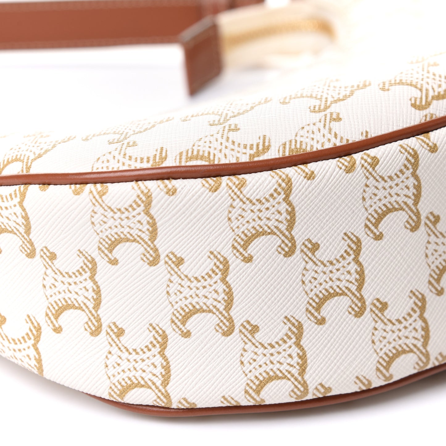 Canvas Calfskin Ava Triomphe Shoulder Bag White