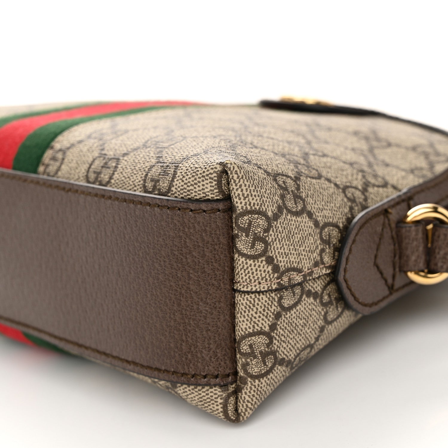 Gucci GG Supreme Monogram Textured Dollar Calfskin Web Small Ophidia Dome Shoulder Bag Beige Ebony New Acero 10 of 10