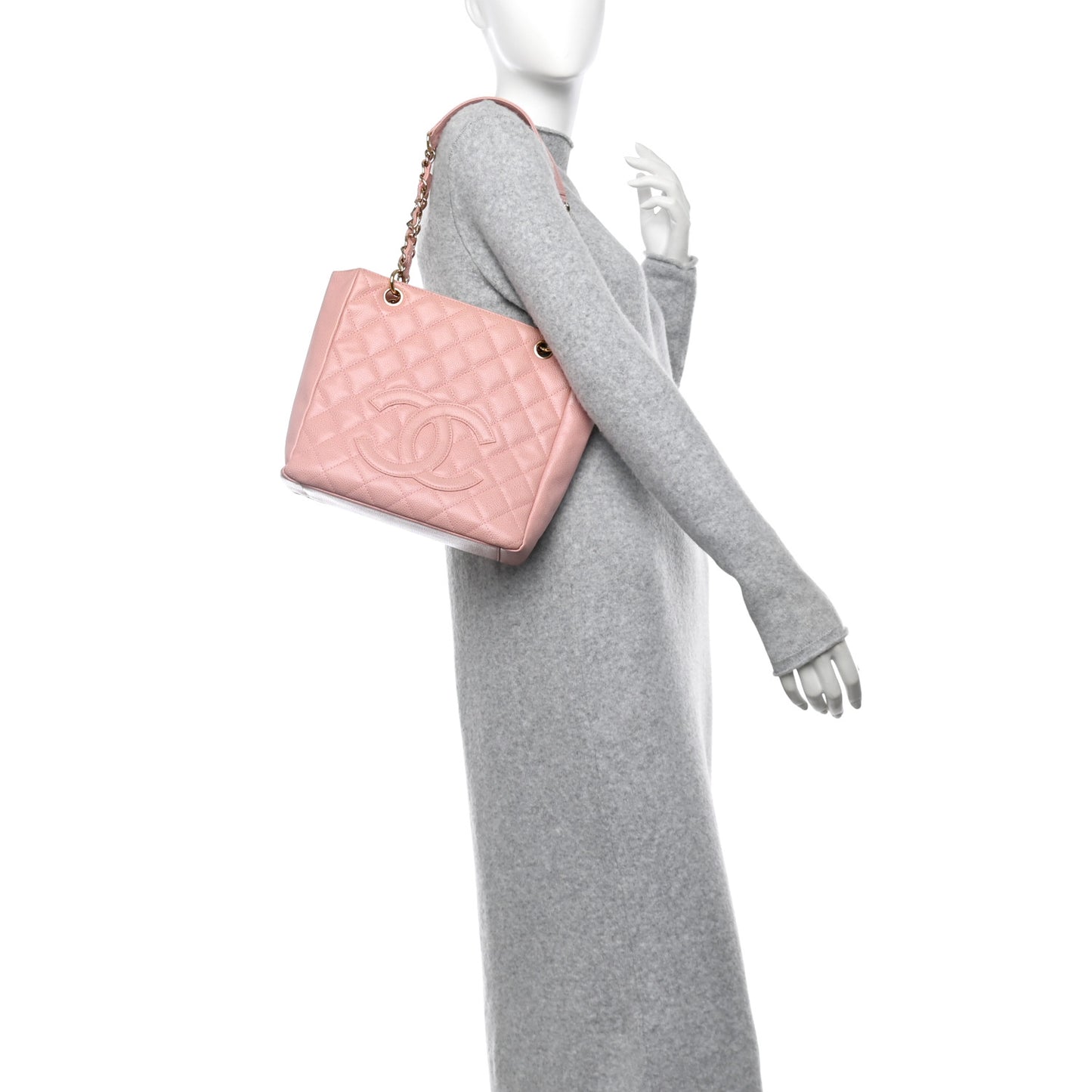 Caviar Quilted Petit Shopping Tote PST Pink