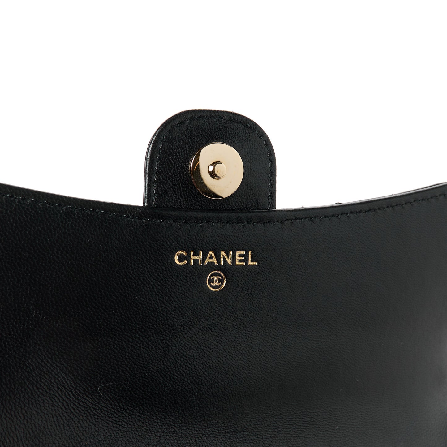 Lambskin Quilted Flap Phone Holder With Chain Black