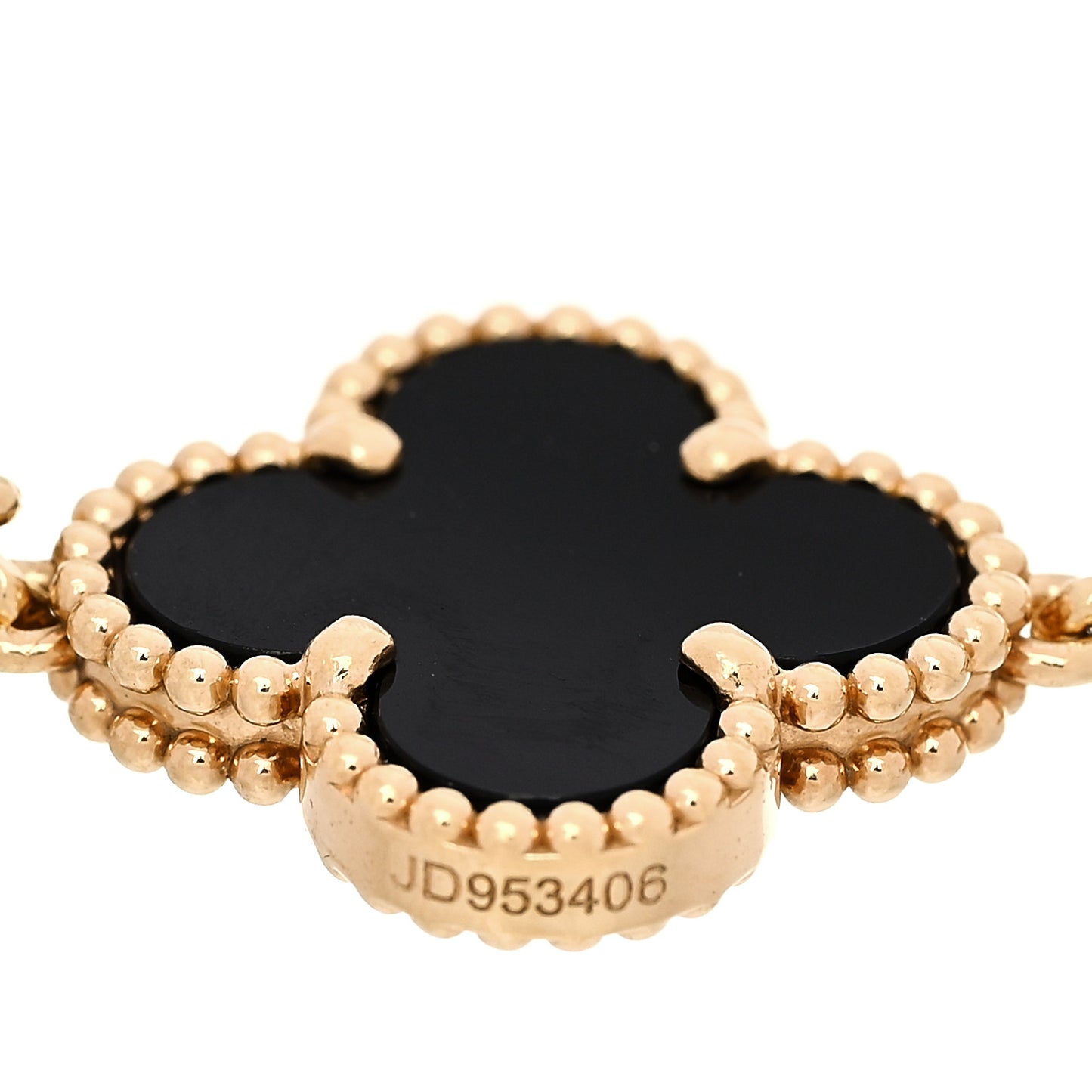 18K Yellow Gold Black Onyx 5 Motifs Vintage Alhambra Bracelet