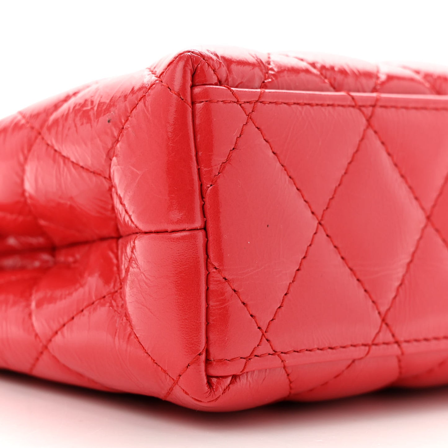 Shiny Aged Calfskin Quilted Nano Kelly Shopper Red