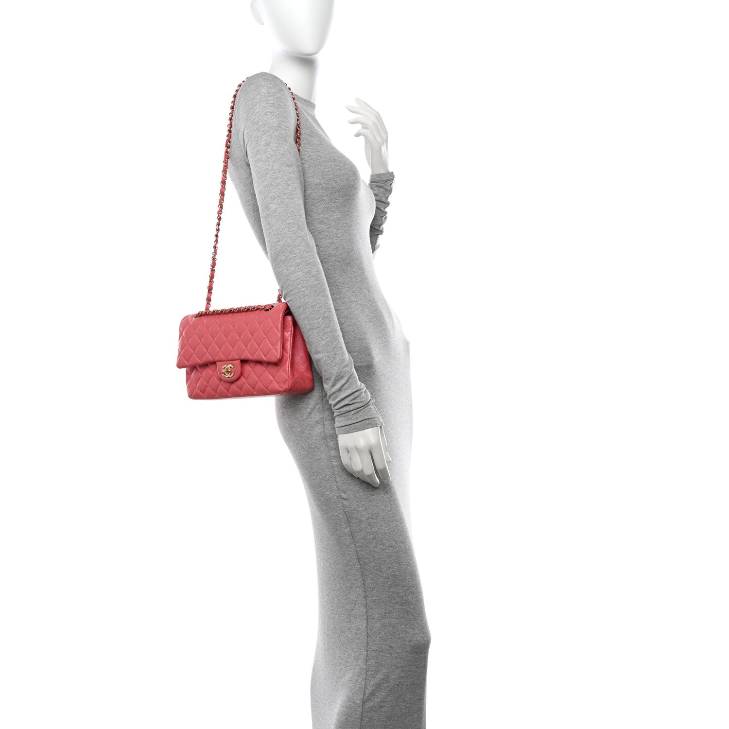 Chanel Iridescent Caviar Quilted Medium Double Flap Dark Pink 2 of 16