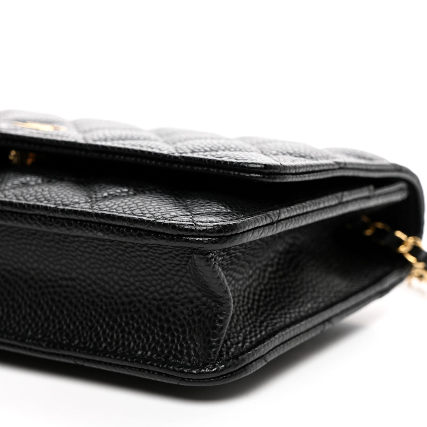 Caviar Quilted Wallet on Chain WOC Black