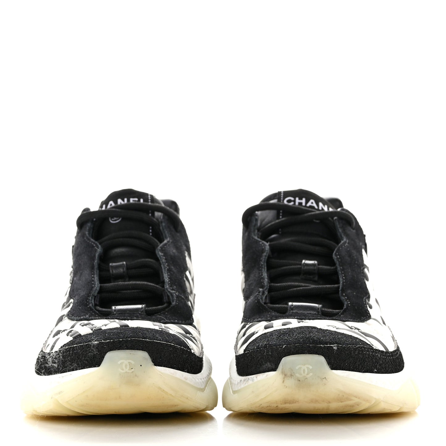 Nylon Suede Calfskin Printed Sneakers 38 White Black