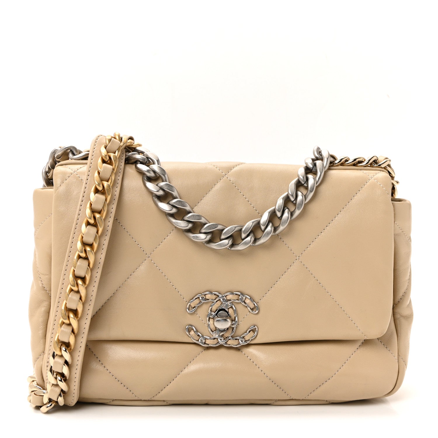 Chanel Lambskin Quilted Medium Chanel 19 Flap Beige 1810071
