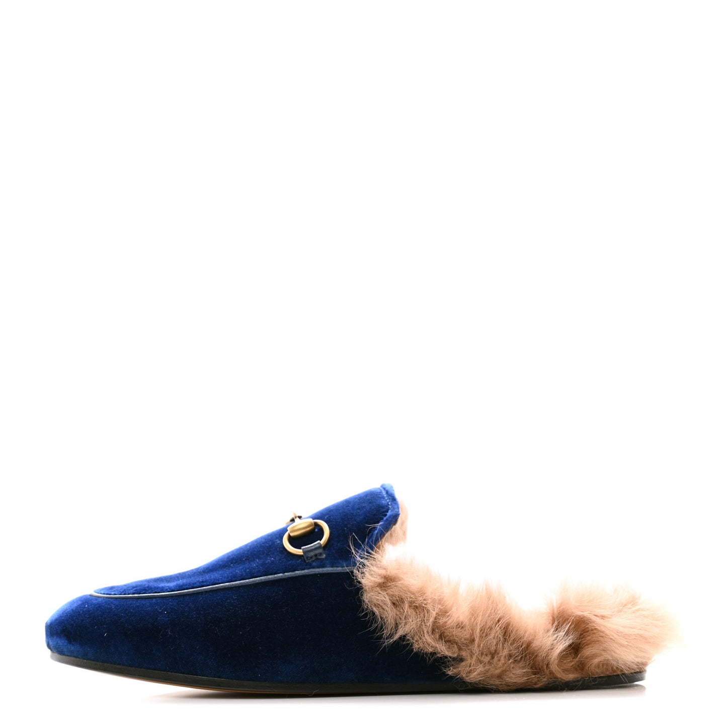 Velvet Fur Womens Princetown Slippers 36 Cobalt Blue