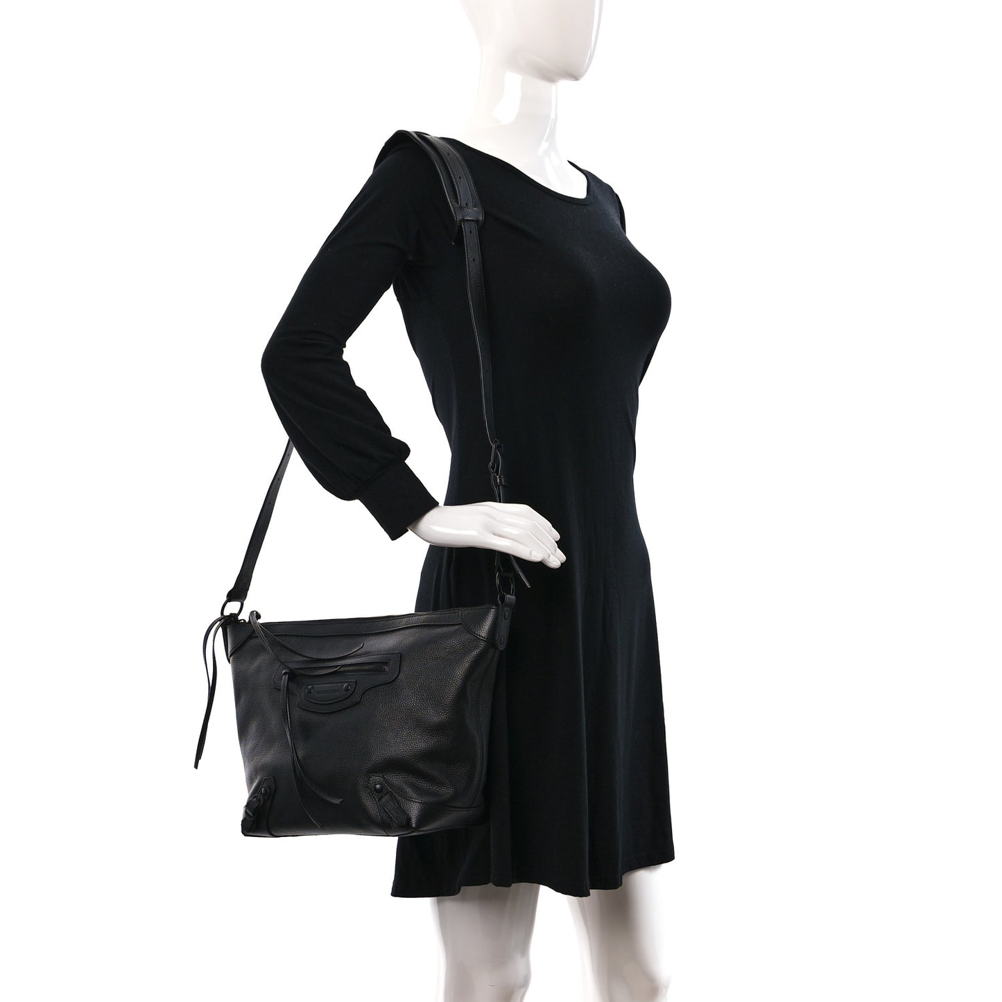 Grained Calfskin Black Hardware Small Neo Classic Hobo Black