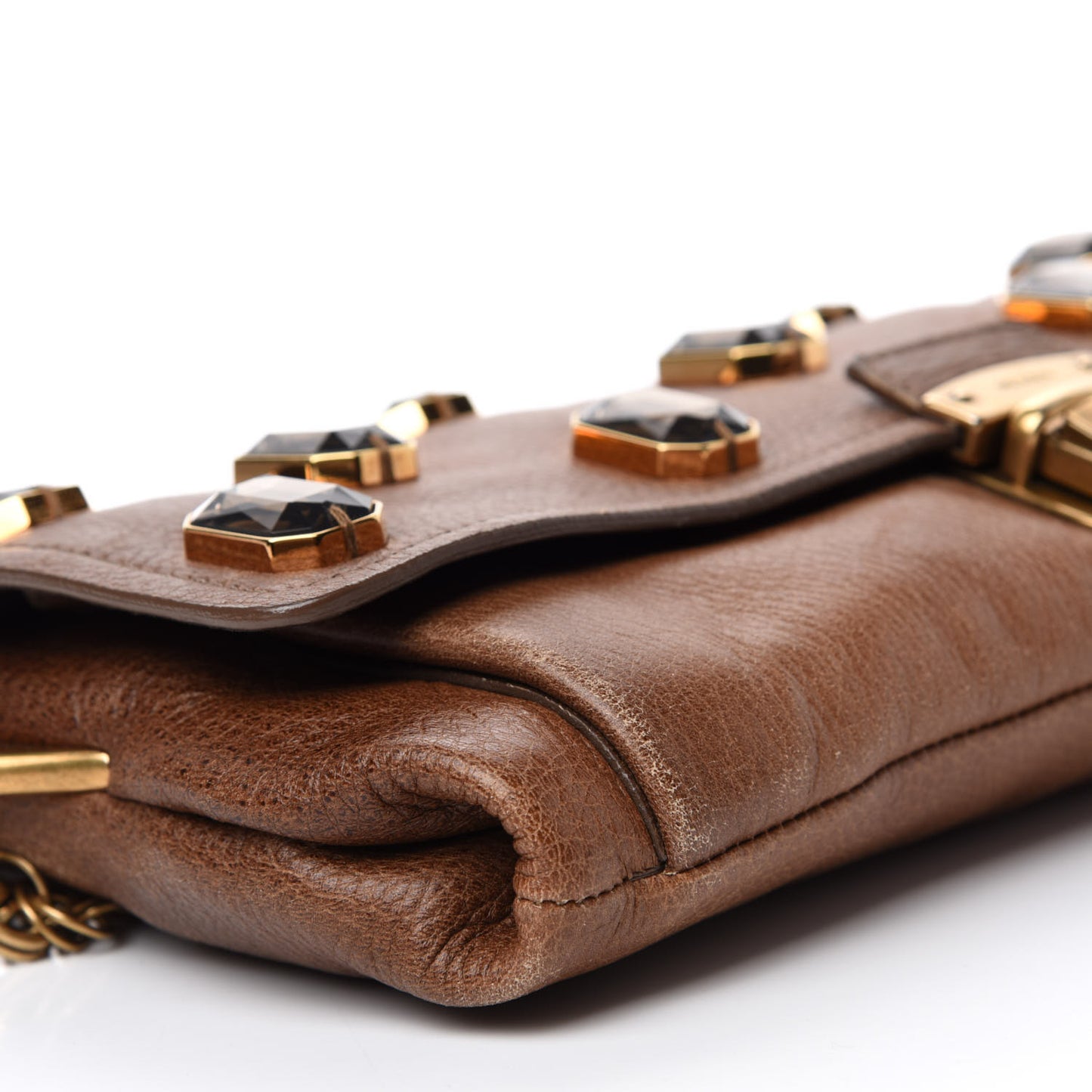 Cervo Pietre Jeweled Shoulder Bag Cammello