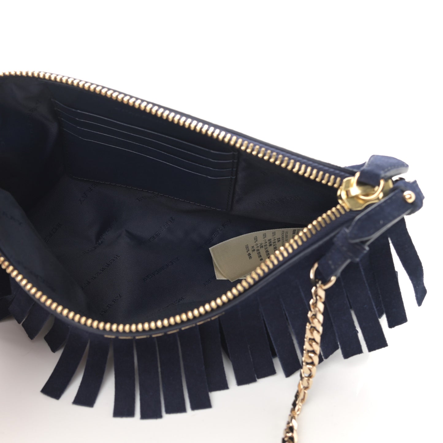 Suede Fringe Peyton Crossbody Clutch Bag Blue