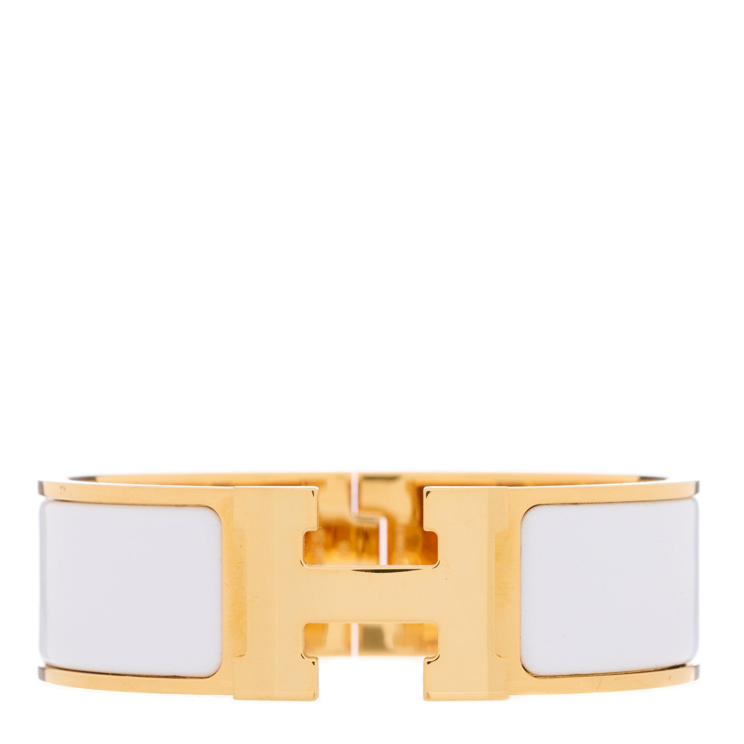 Hermes Enamel Wide Clic Clac H Bracelet GM White 1 of 4