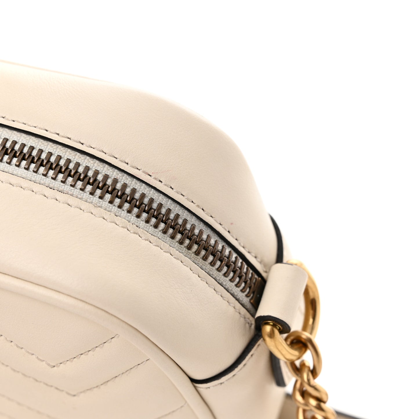 Calfskin Matelasse Mini GG Marmont Chain Shoulder Bag White