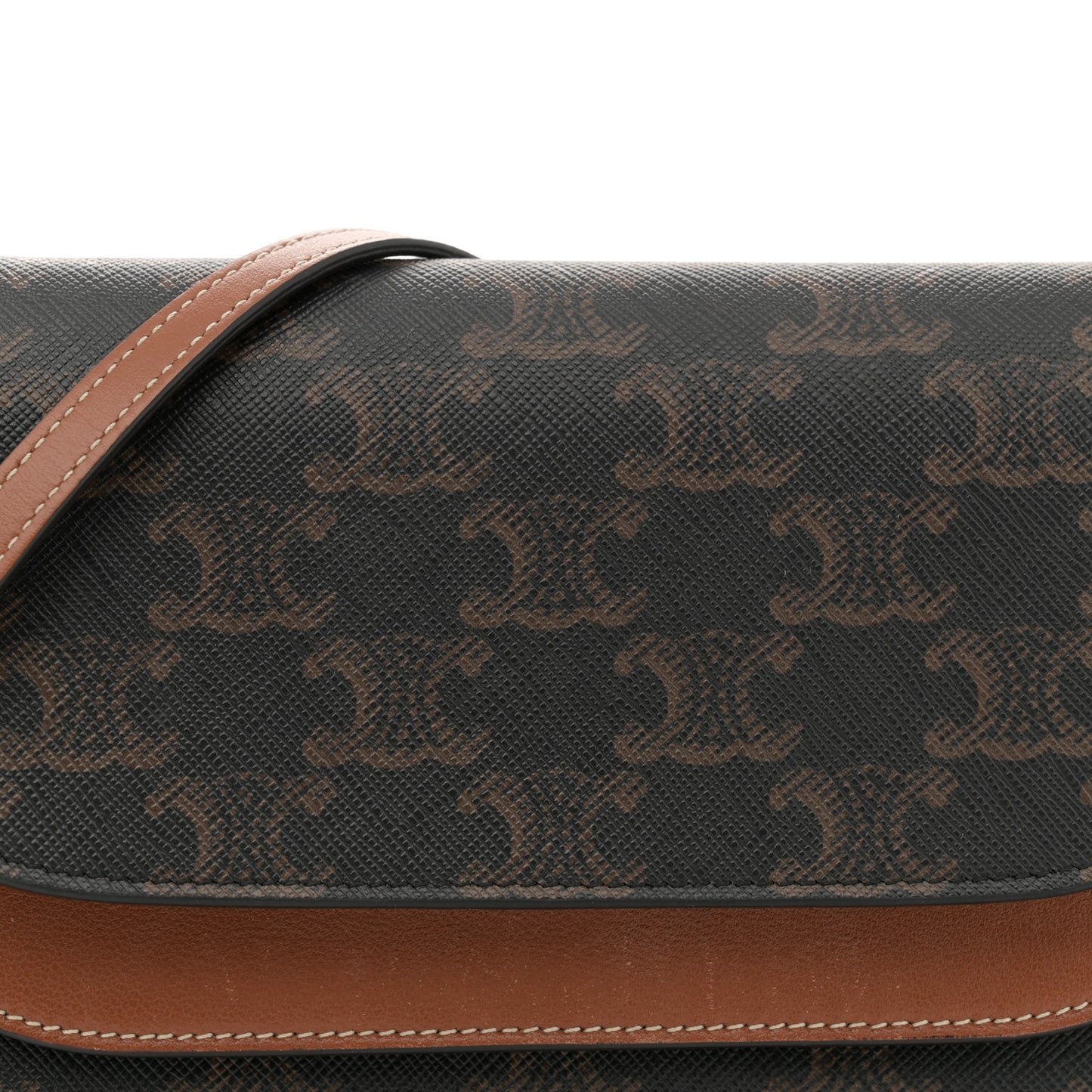 Triomphe Canvas Lambskin Wallet On Strap Tan
