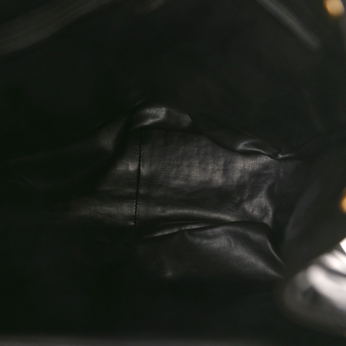 Lambskin Quilted Tassel Drawstring Backpack Black