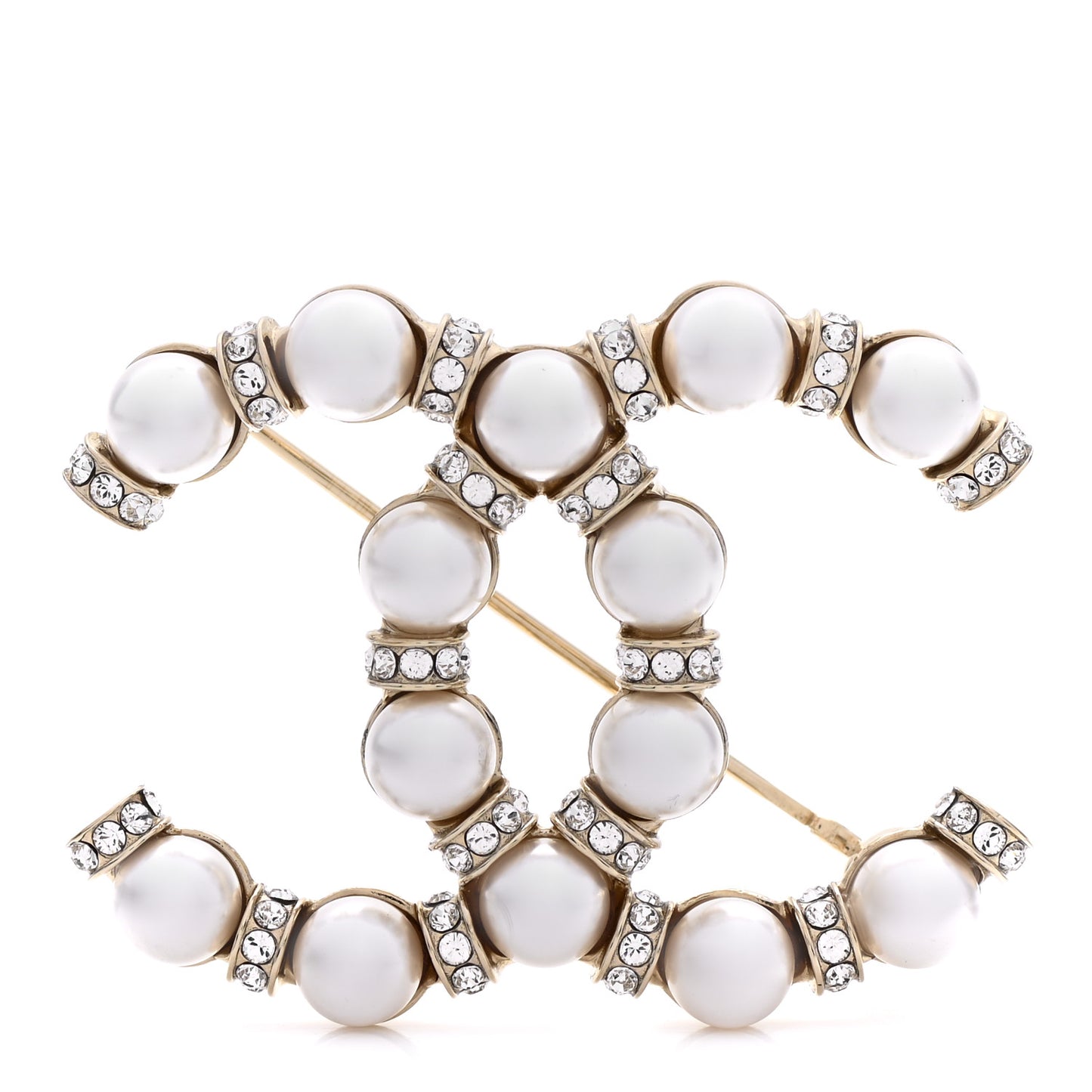Pearl Crystal Nefertiti CC Brooch Gold