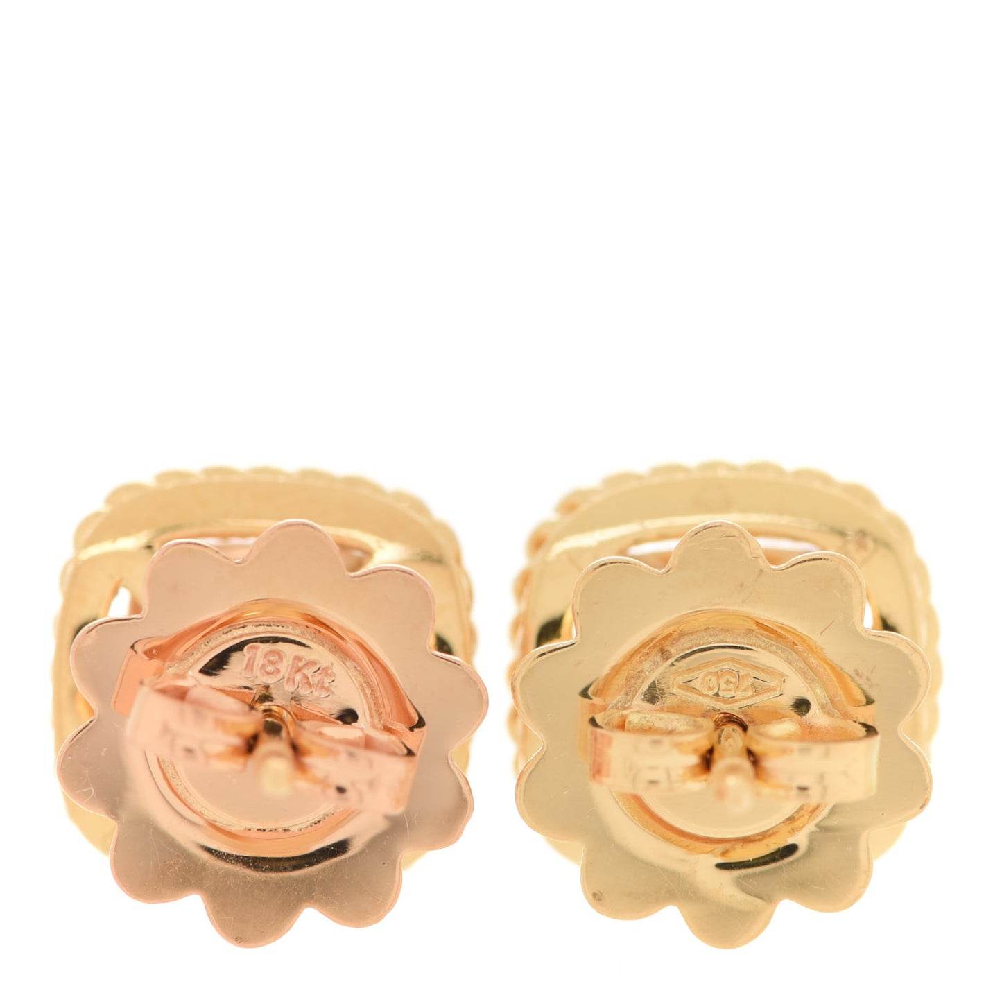 18K Yellow Gold Diamond Roman Barocco Dome Stud Earrings