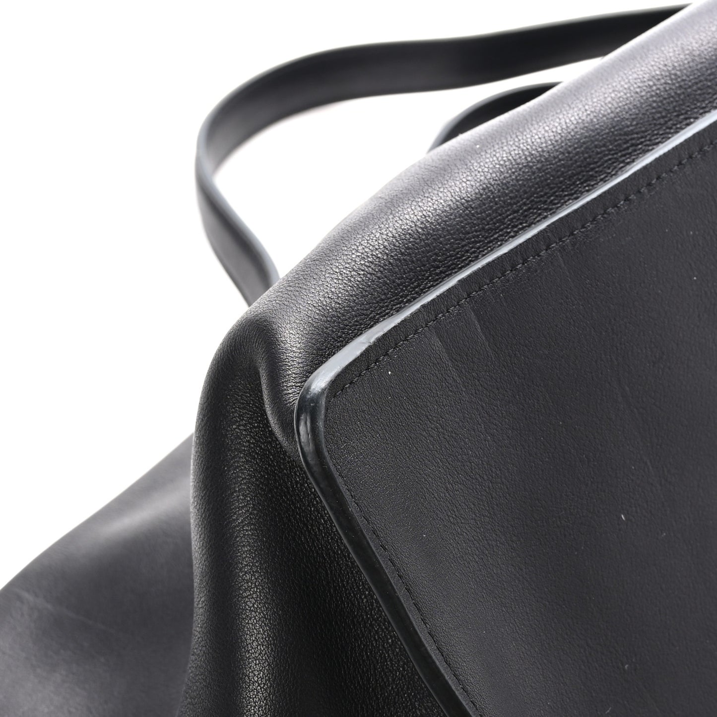 Polished Saddle Calfskin Idaho Top Handle Black