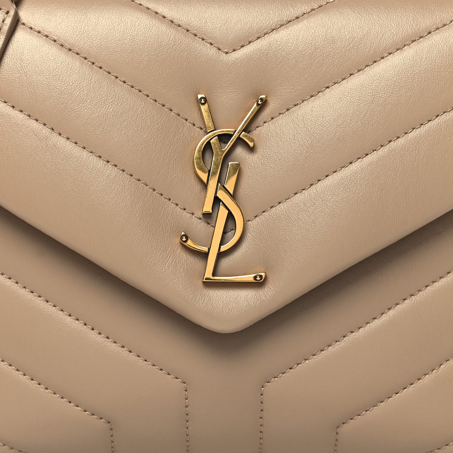 Calfskin Y Quilted Monogram Small Loulou Chain Satchel Dark Beige