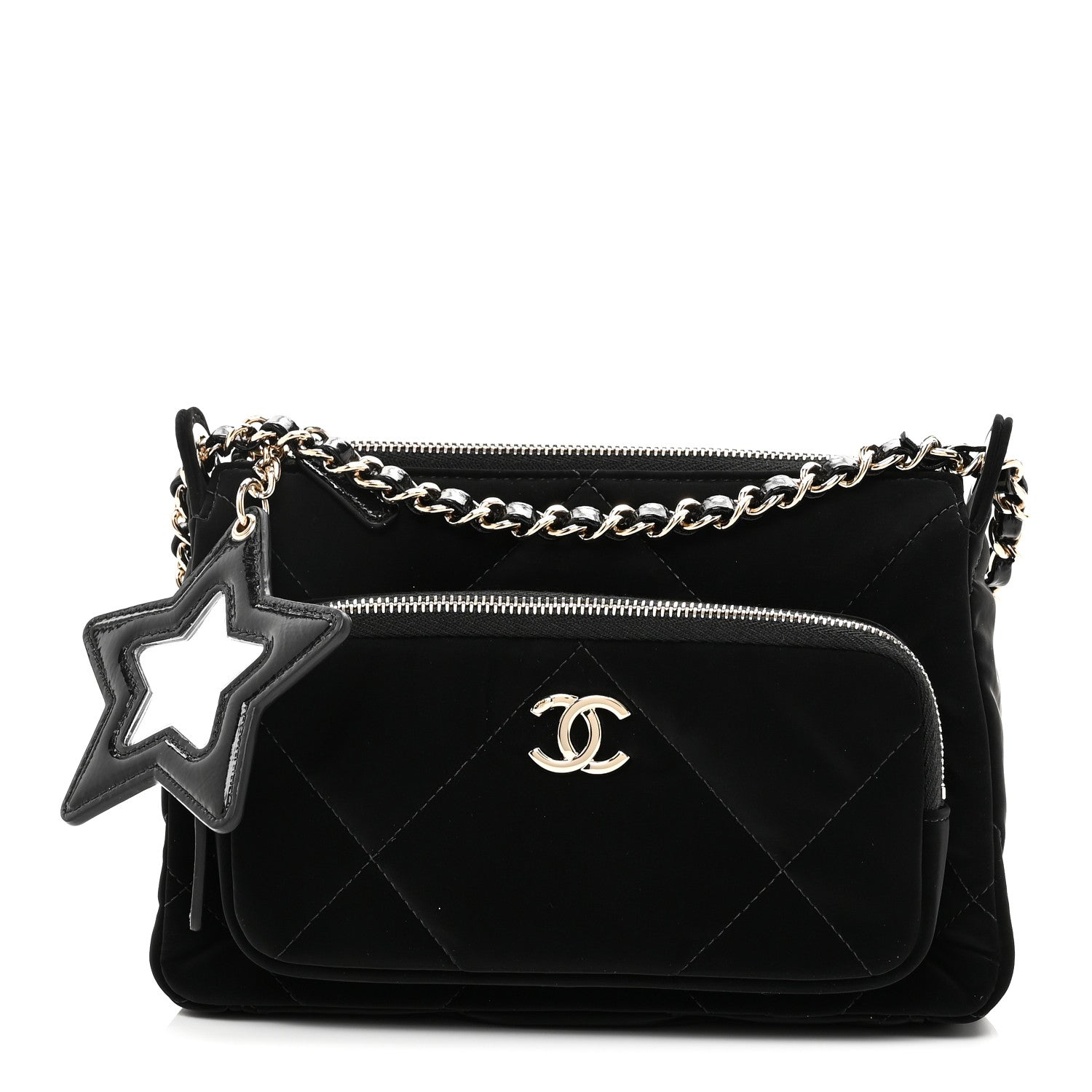 Chanel Velvet Effect Nylon Shiny Crumpled Calfskin Quilted Chanel