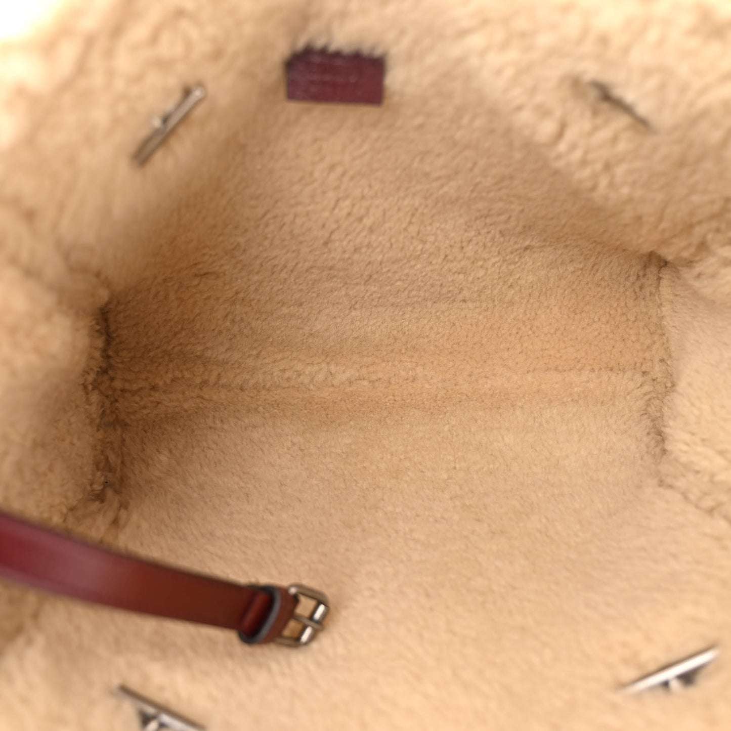 Azalea Calfskin Matelasse Diagonal Shearling Medium GG Marmont Shoulder Tote Bordeaux Sand Desert