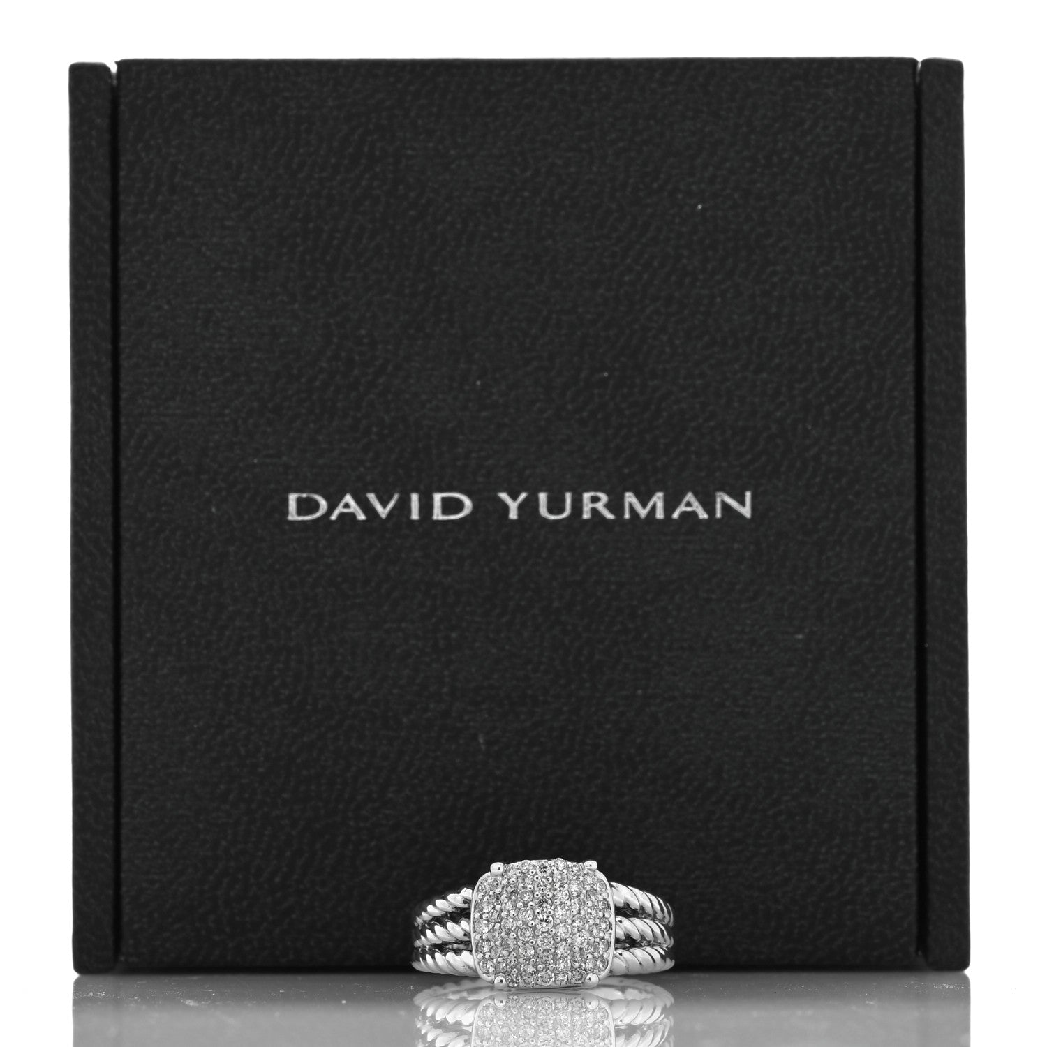 David Yurman Sterling Silver Diamond 10mm Petite Wheaton Ring 51 5.75 5 of 5