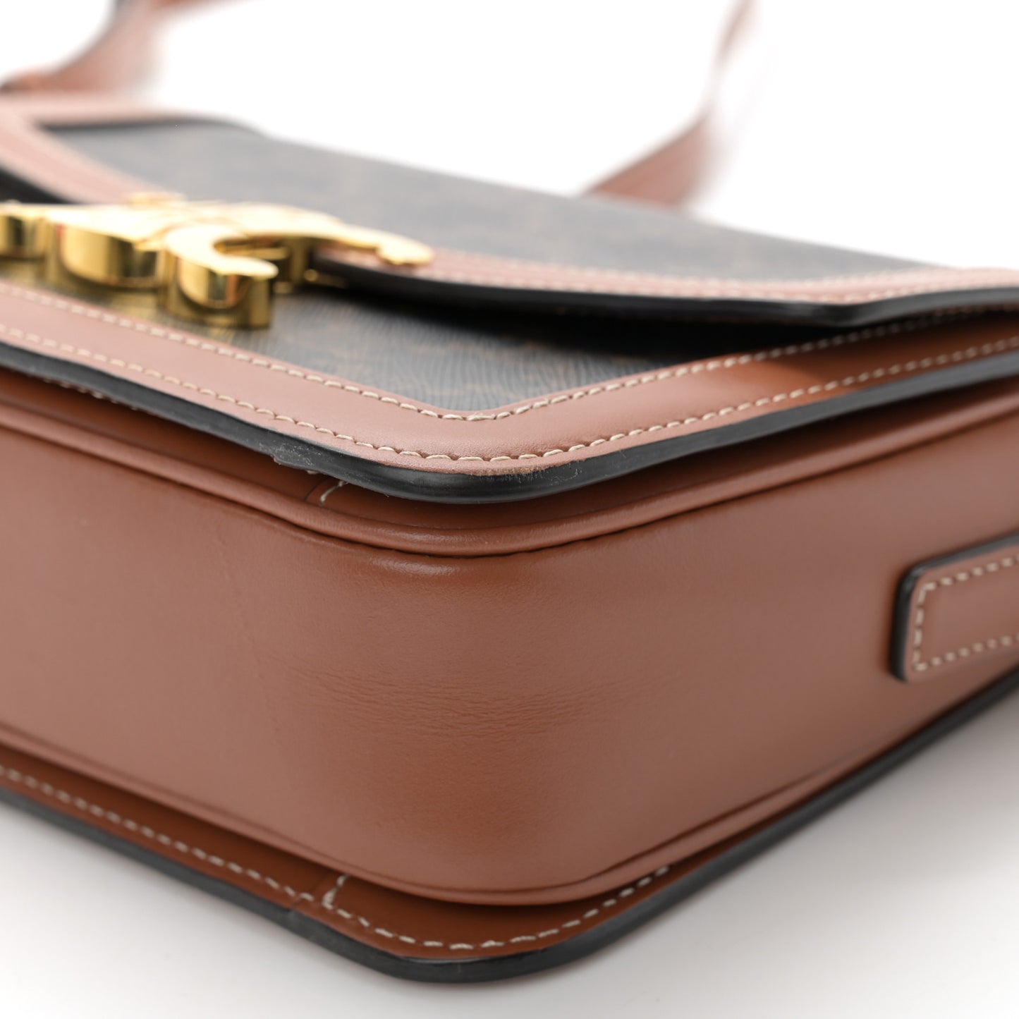 Calfskin Triomphe Canvas Teen Triomphe Bag Tan