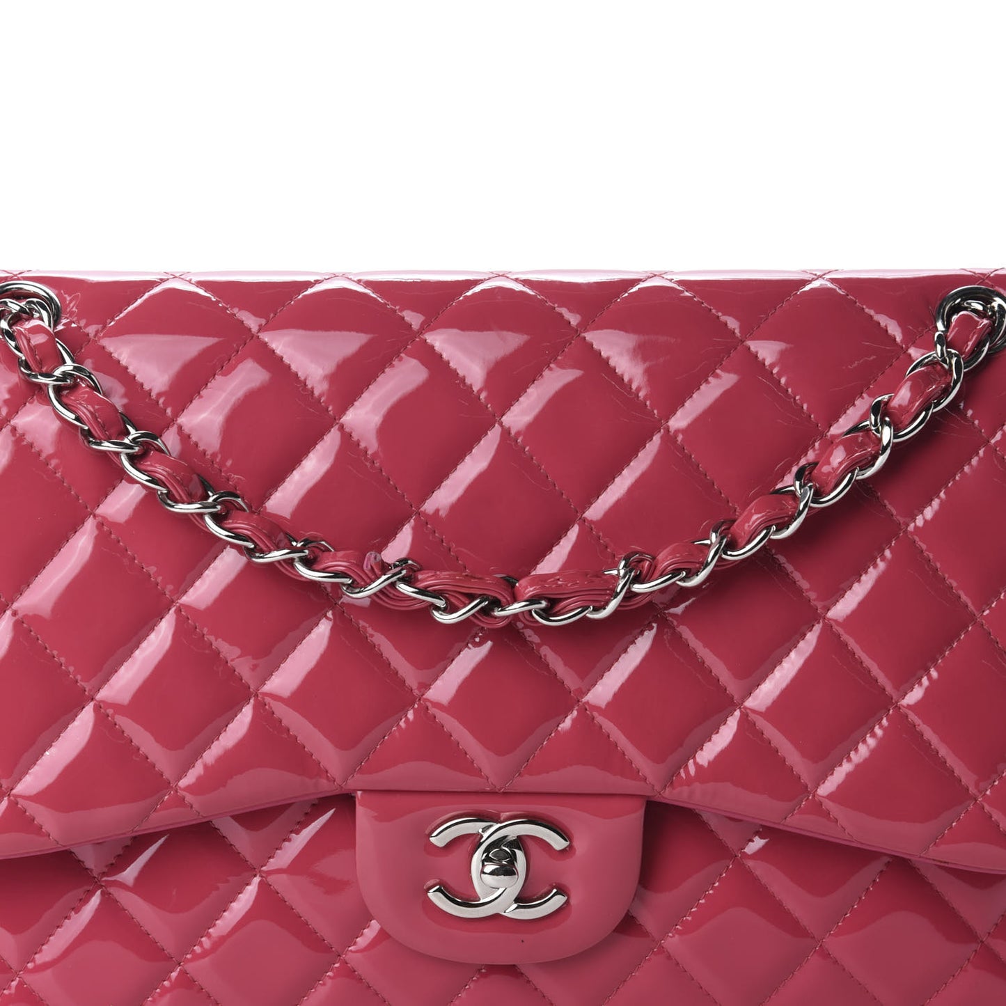 Patent Quilted Jumbo Double Flap Pink