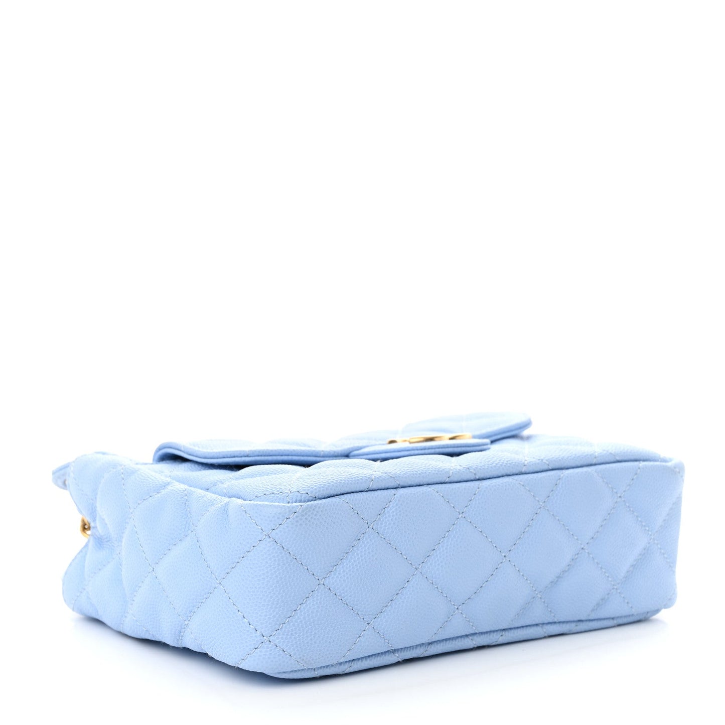 Caviar Quilted Small Wavy CC Hobo Light Blue