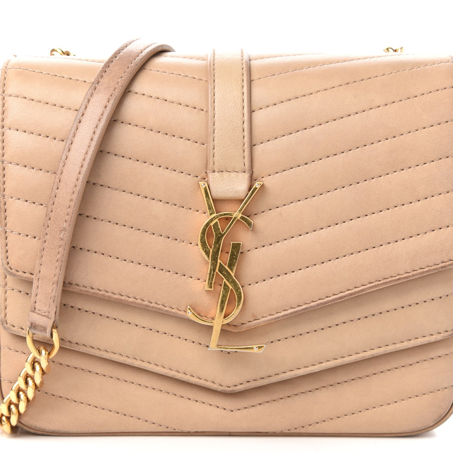Lambskin Matelasse Chevron Monogram Small Sulpice Bag Sable Beige
