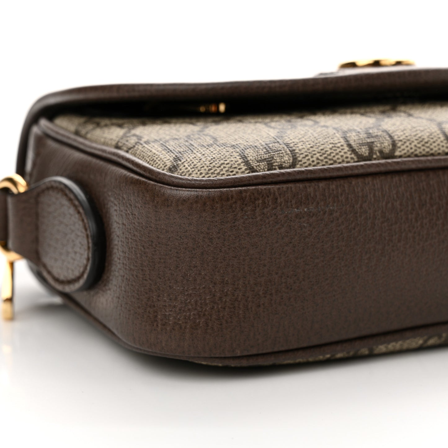 GG Supreme Monogram Textured Dollar Calfskin Mini Ophidia Flap Shoulder Bag Beige Ebony New Acero