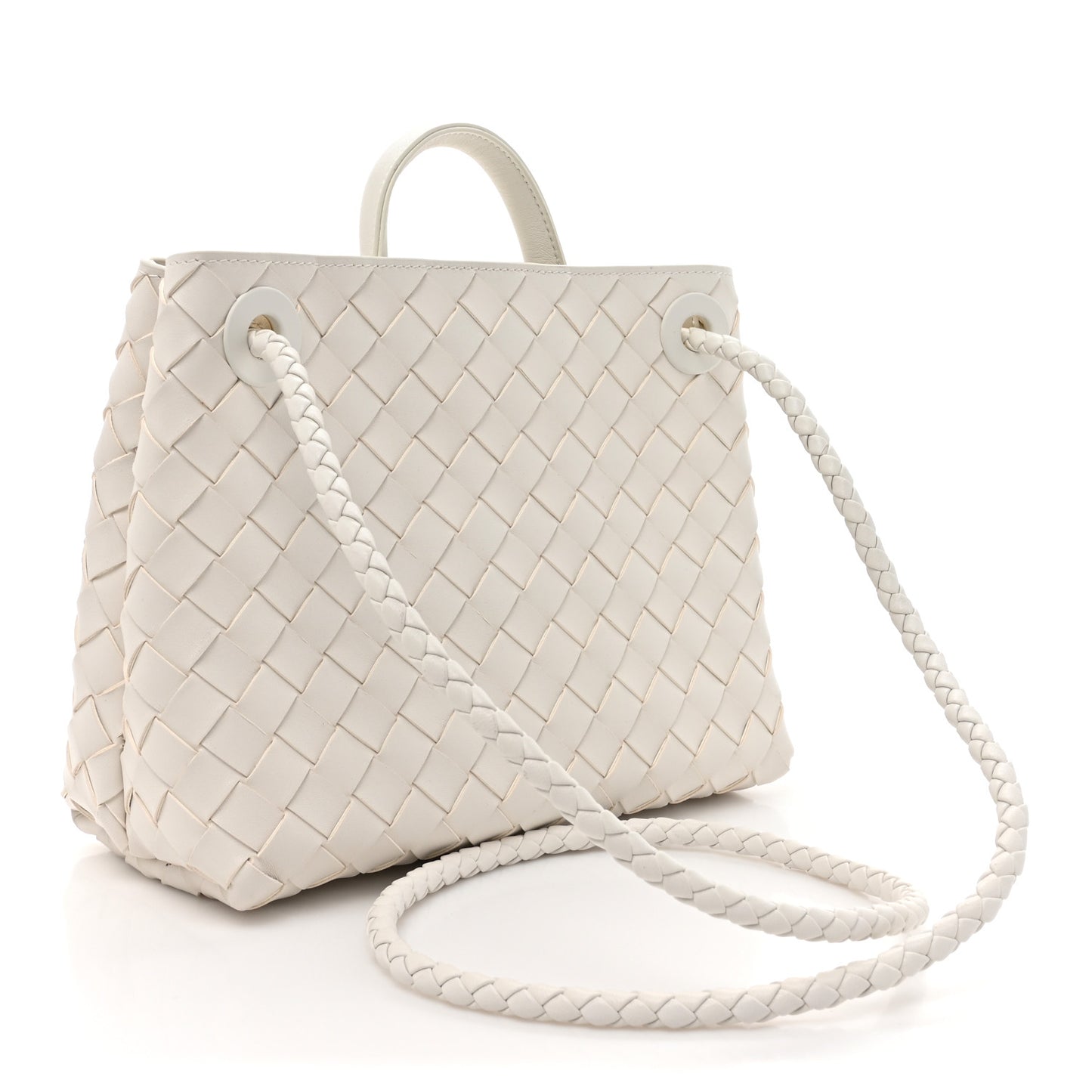Nappa Intrecciato Small Andiamo Shoulder Bag White