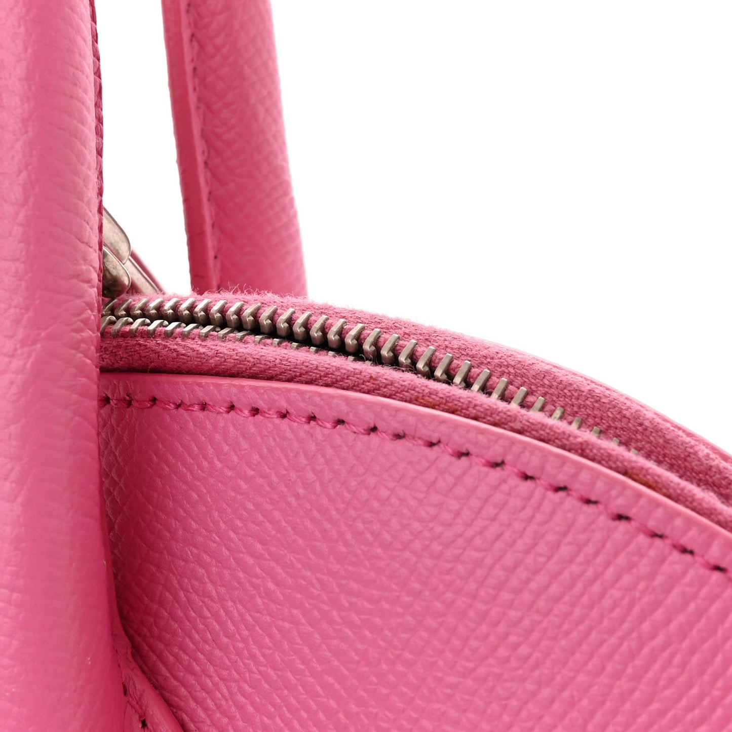Signature Grained Calfskin Logo M Ville Top Handle Bag Rose Bubblegum Black