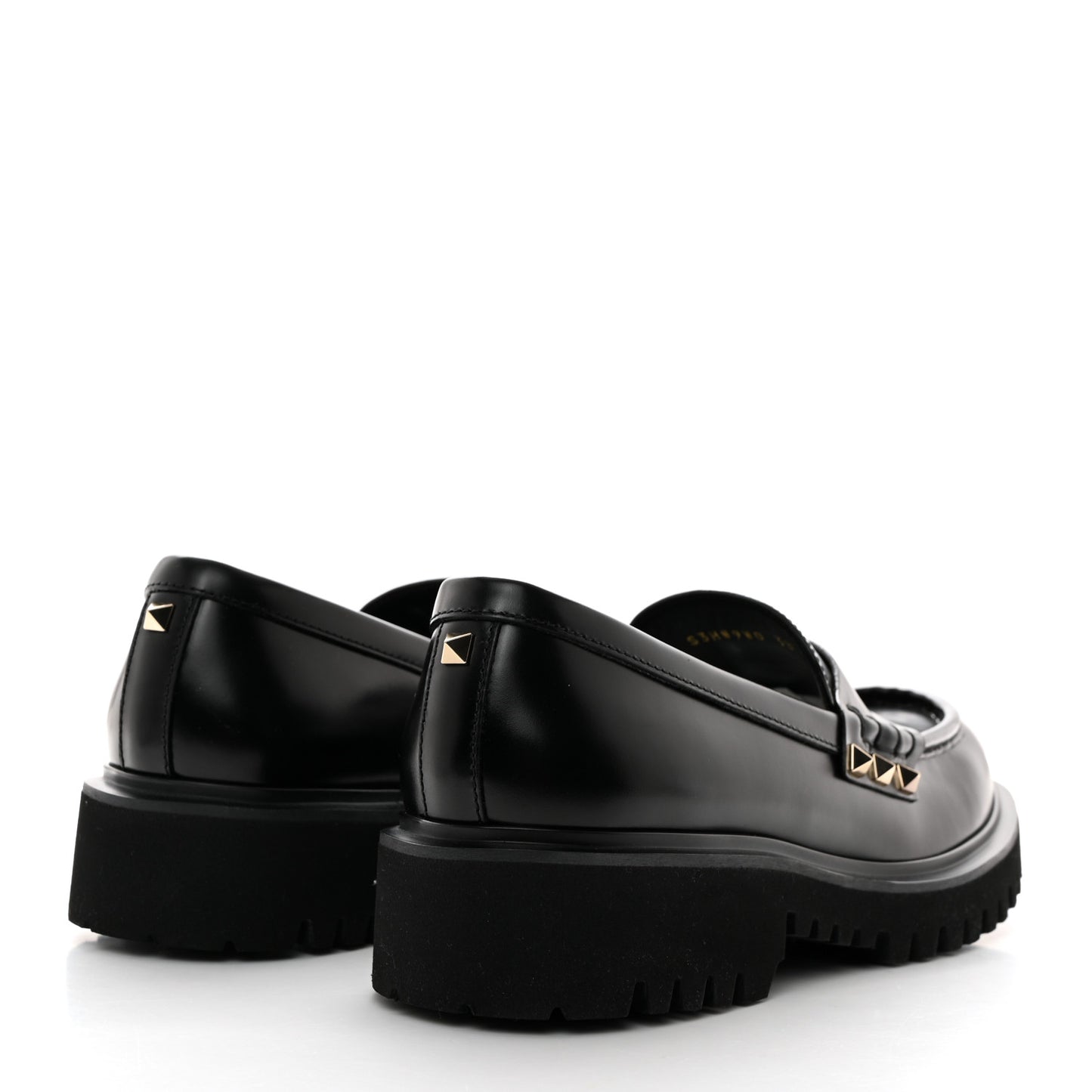 Calfskin Rockstud Loafers 38.5 Black